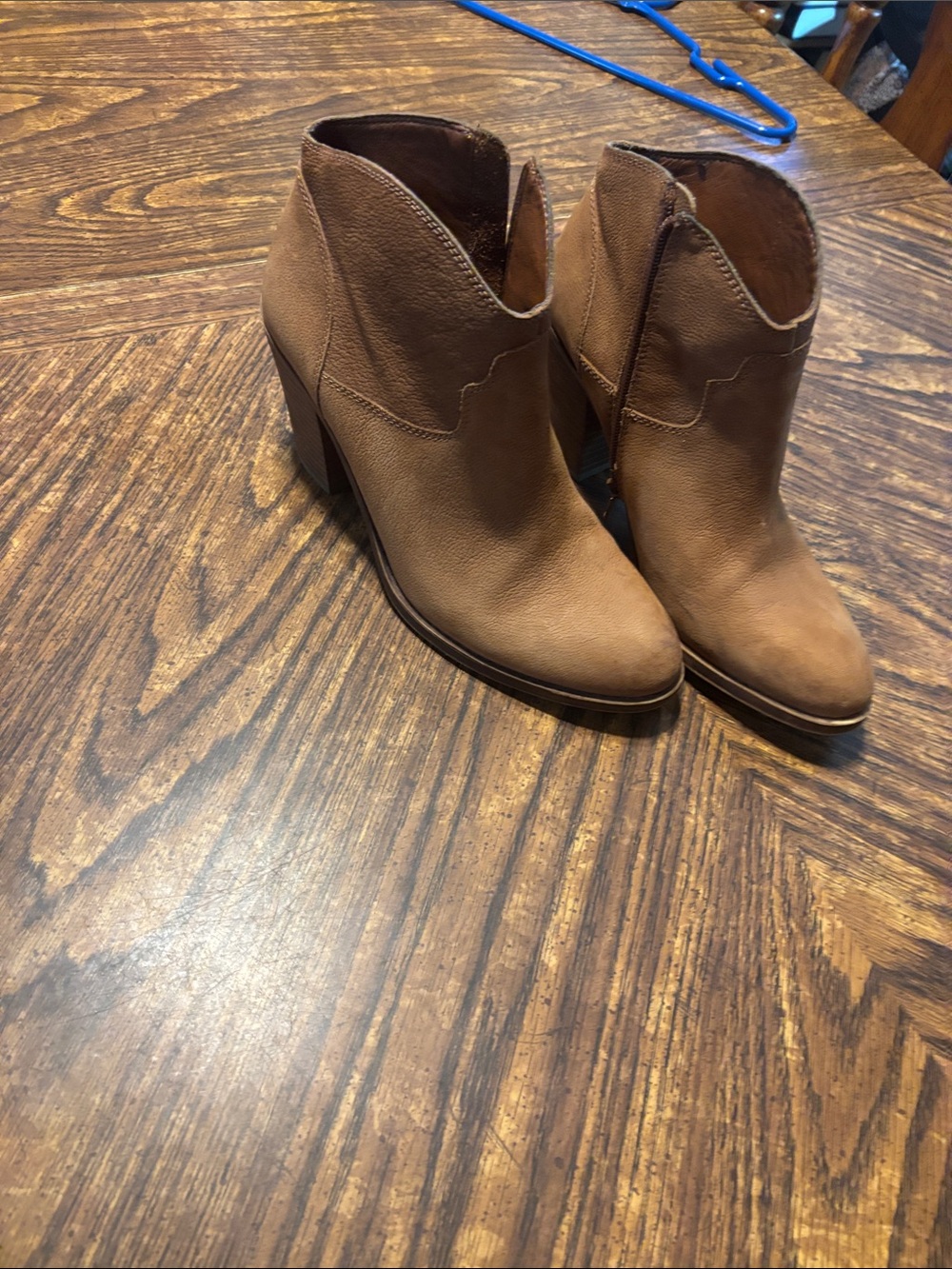 Lucky Brand Tan Leather Ankle Booties - Block Heel